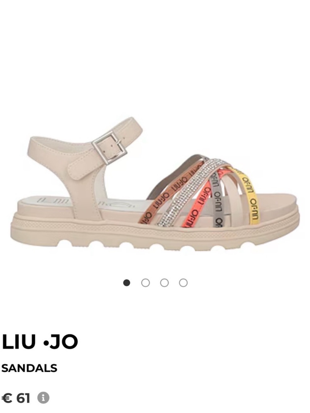 Liu Jo Beige Sandals with Multicolor Logo Straps
